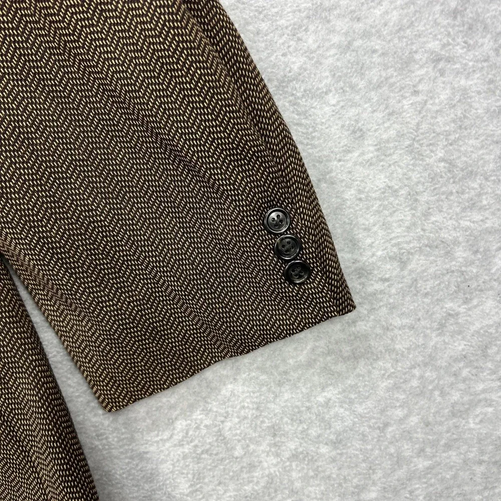 Jhane Barnes Blazer Mens 46R Brown Herringbone Suit Sport Coat Jacket Union USA‎